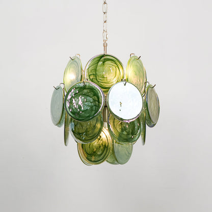 Lunaria Disc Glass Chandelier - Elegant Design with Adjustable Height