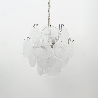 Lunaria Disc Glass Chandelier - Elegant Design with Adjustable Height