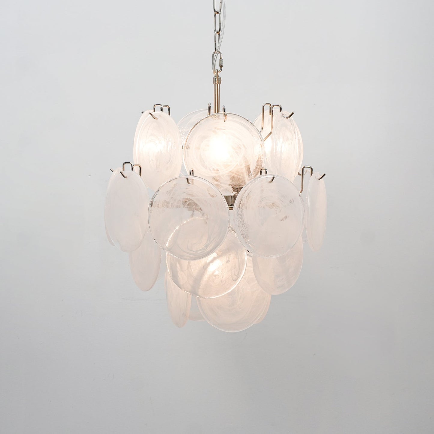 Lunaria Disc Glass Chandelier - Elegant Design with Adjustable Height
