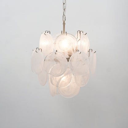 Lunaria Disc Glass Chandelier - Elegant Design with Adjustable Height