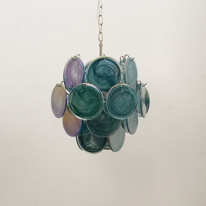 Lunaria Disc Glass Chandelier - Elegant Design with Adjustable Height