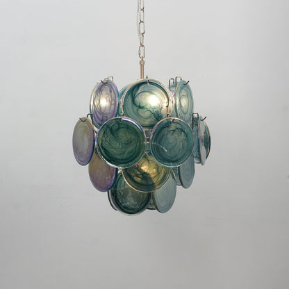 Lunaria Disc Glass Chandelier - Elegant Design with Adjustable Height