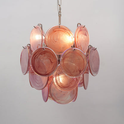 Lunaria Disc Glass Chandelier - Elegant Design with Adjustable Height