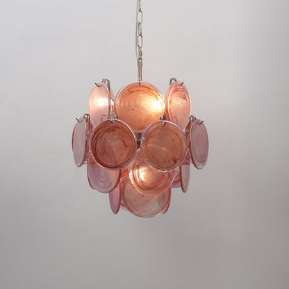 Lunaria Disc Glass Chandelier - Elegant Design with Adjustable Height