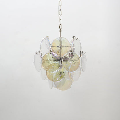 Lunaria Disc Glass Chandelier - Elegant Design with Adjustable Height