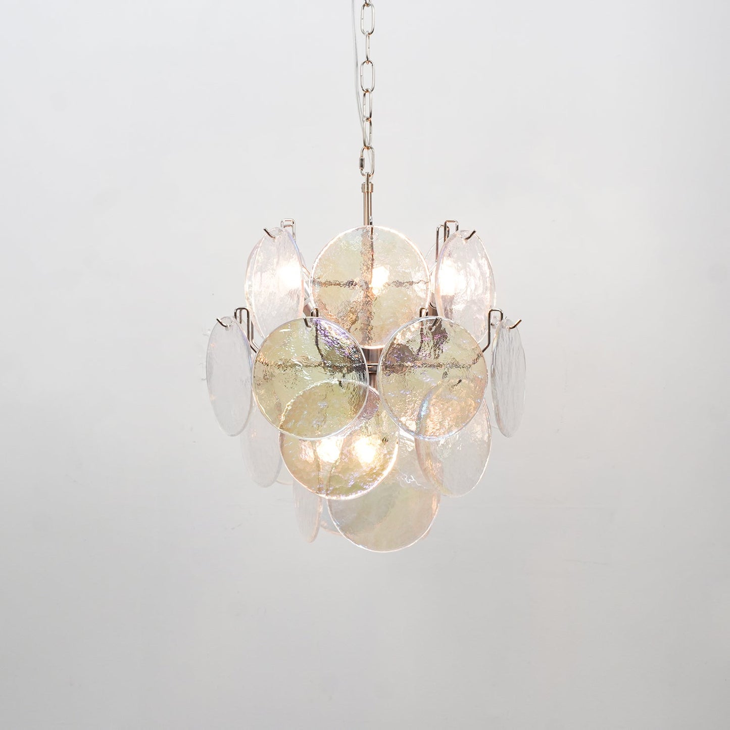 Lunaria Disc Glass Chandelier - Elegant Design with Adjustable Height