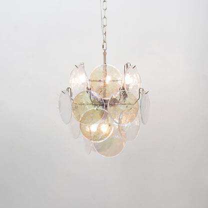 Lunaria Disc Glass Chandelier - Elegant Design with Adjustable Height