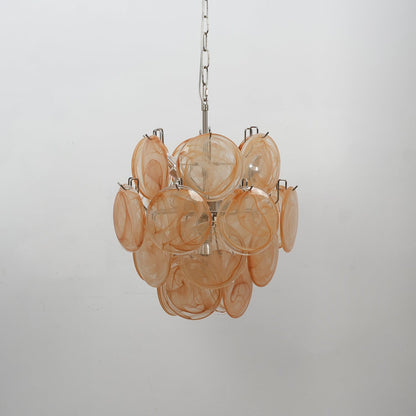 Lunaria Disc Glass Chandelier - Elegant Design with Adjustable Height