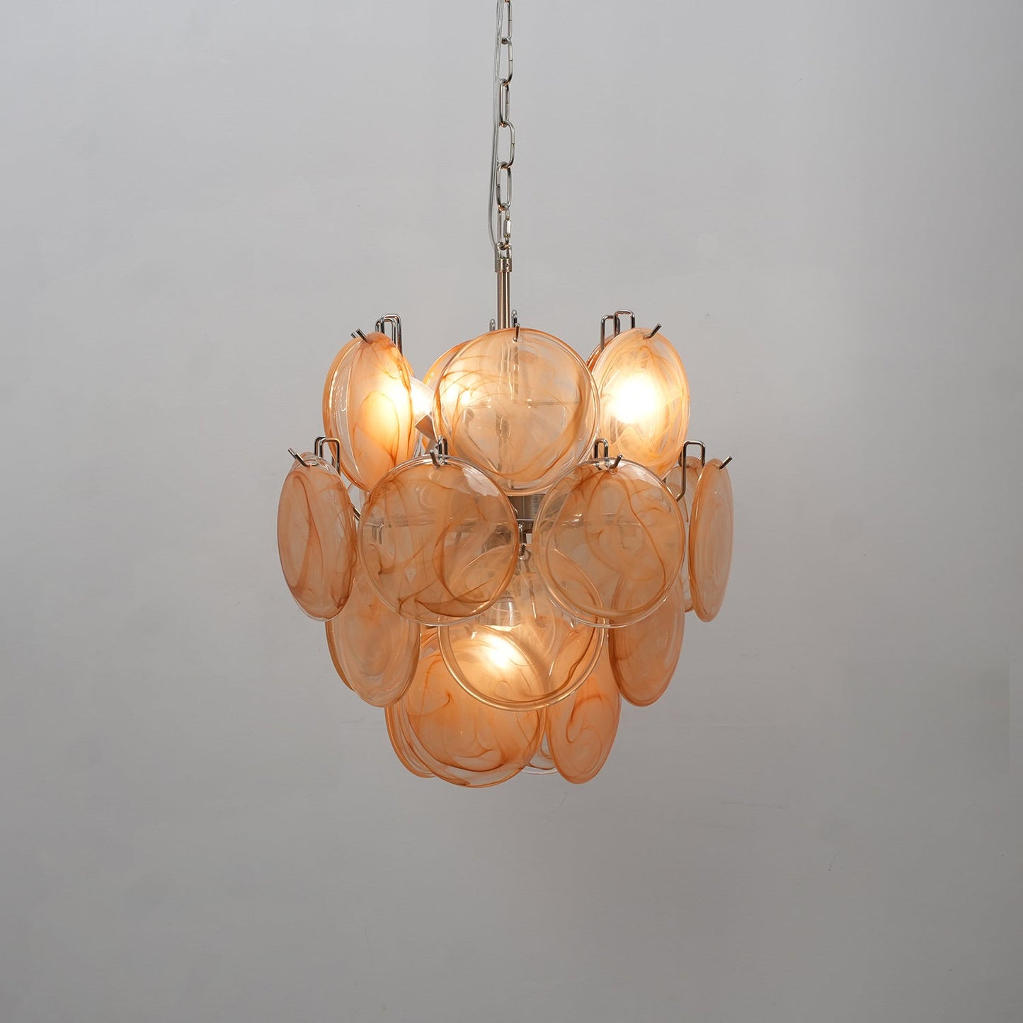 Lunaria Disc Glass Chandelier - Elegant Design with Adjustable Height