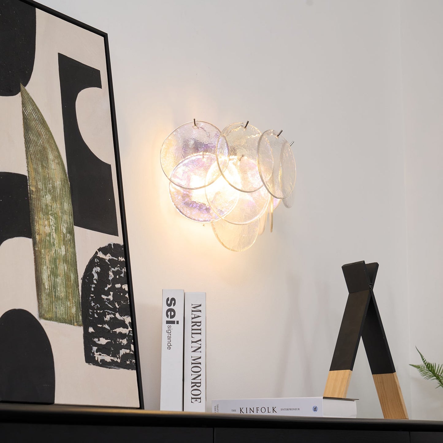 Lunaria Disc Glass Wall Lamp - Elegant Design with LED Lighting & Adju