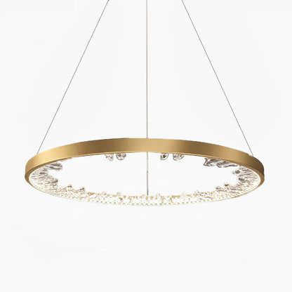 Luxury Circle Crystal Chandelier - Elegant Design, Adjustable Height
