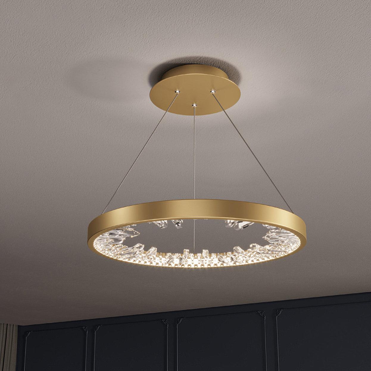 Luxury Circle Crystal Chandelier - Elegant Design, Adjustable Height