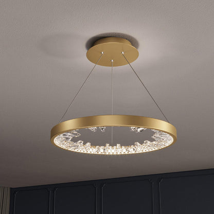 Luxury Circle Crystal Chandelier - Elegant Design, Adjustable Height