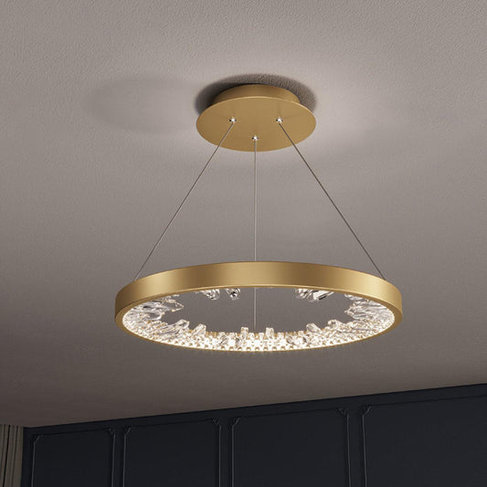 Luxury Circle Crystal Chandelier - Elegant Design, Adjustable Height
