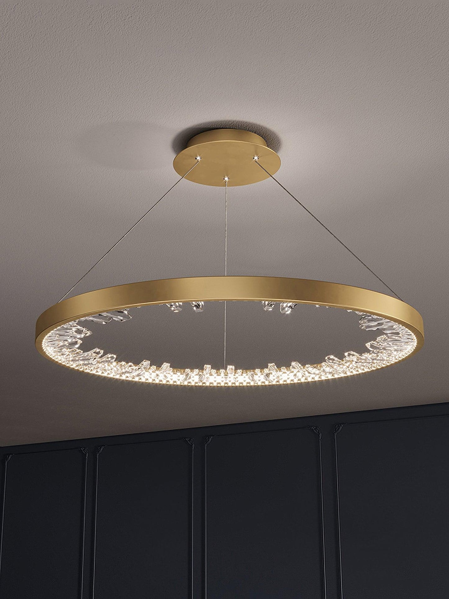 Luxury Circle Crystal Chandelier - Elegant Design, Adjustable Height