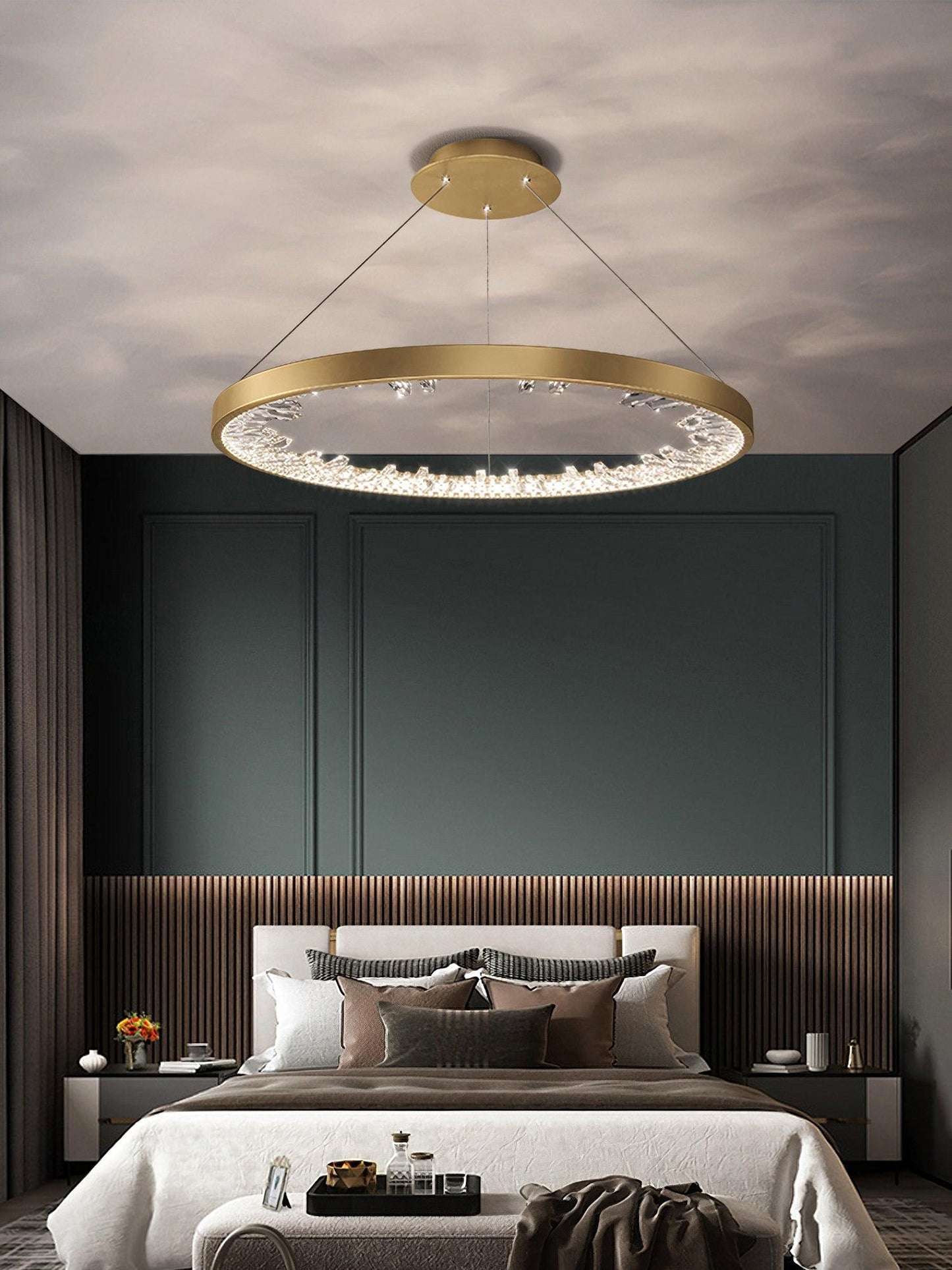 Luxury Circle Crystal Chandelier - Elegant Design, Adjustable Height