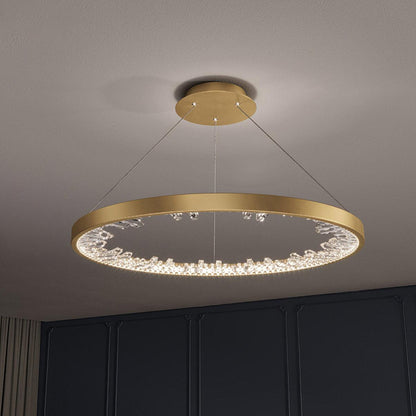 Luxury Circle Crystal Chandelier - Elegant Design, Adjustable Height