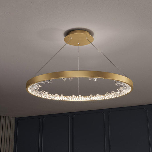 Luxury Circle Crystal Chandelier - Elegant Design, Adjustable Height