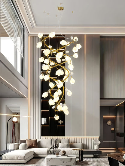 Lysandra Cascade Stairs Chandelier - Elegant LED Lighting & Adjustable