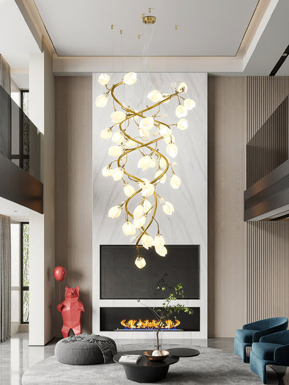 Lysandra Cascade Stairs Chandelier - Elegant LED Lighting & Adjustable