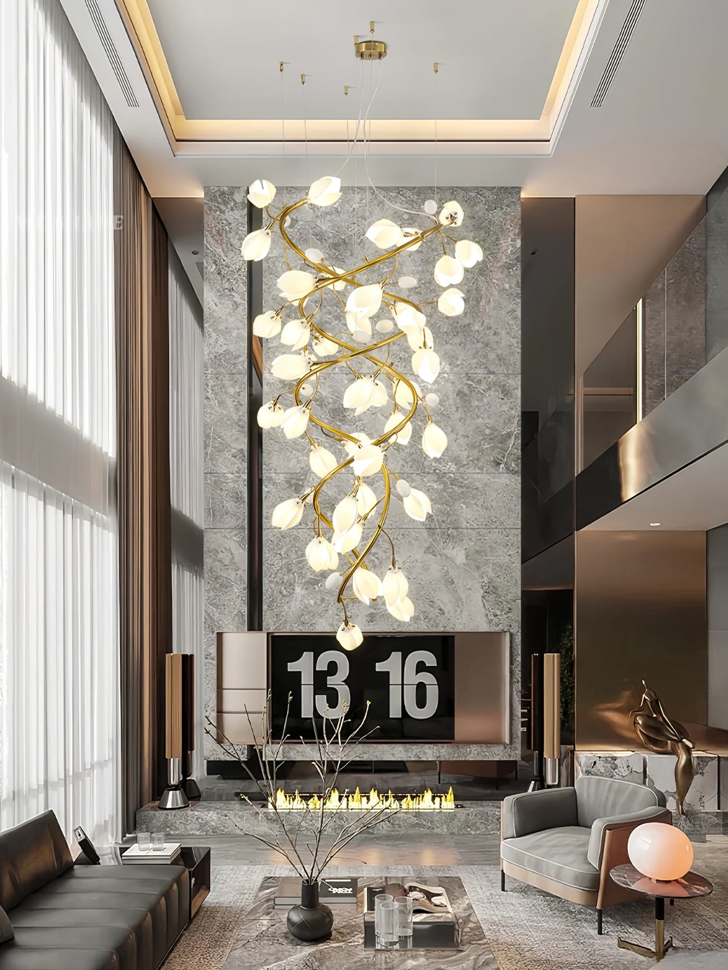 Lysandra Cascade Stairs Chandelier - Elegant LED Lighting & Adjustable
