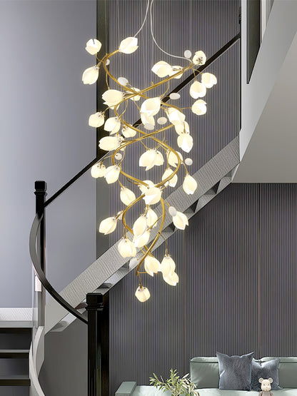 Lysandra Cascade Stairs Chandelier - Elegant LED Lighting & Adjustable