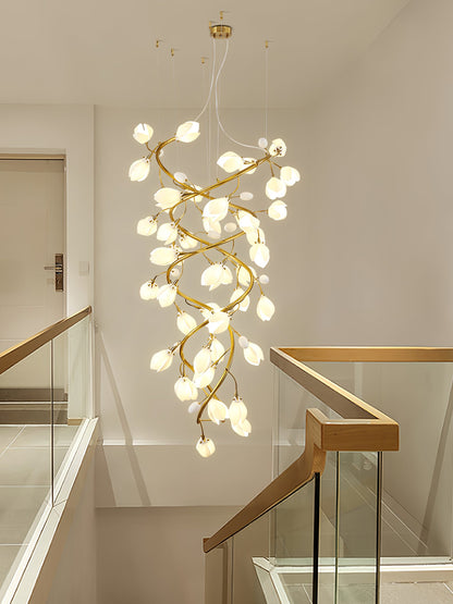 Lysandra Cascade Stairs Chandelier - Elegant LED Lighting & Adjustable