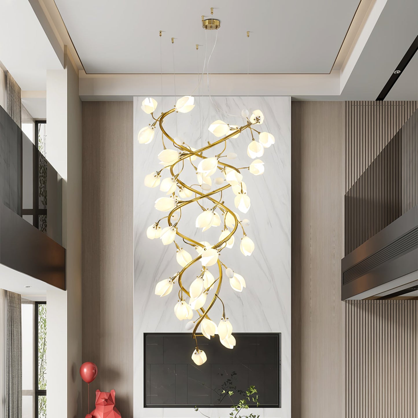 Lysandra Cascade Stairs Chandelier - Elegant LED Lighting & Adjustable