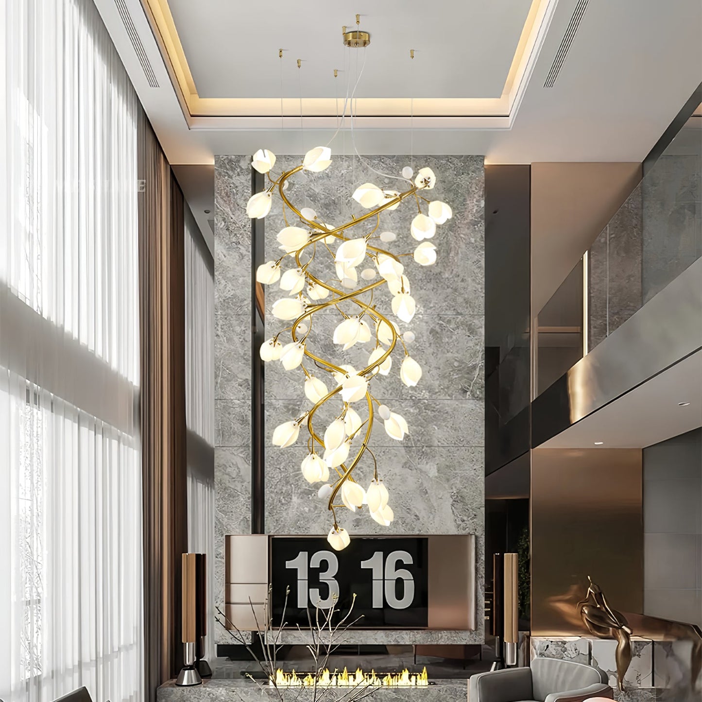 Lysandra Cascade Stairs Chandelier - Elegant LED Lighting & Adjustable