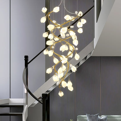 Lysandra Cascade Stairs Chandelier - Elegant LED Lighting & Adjustable