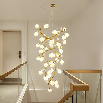 Lysandra Cascade Stairs Chandelier - Elegant LED Lighting & Adjustable