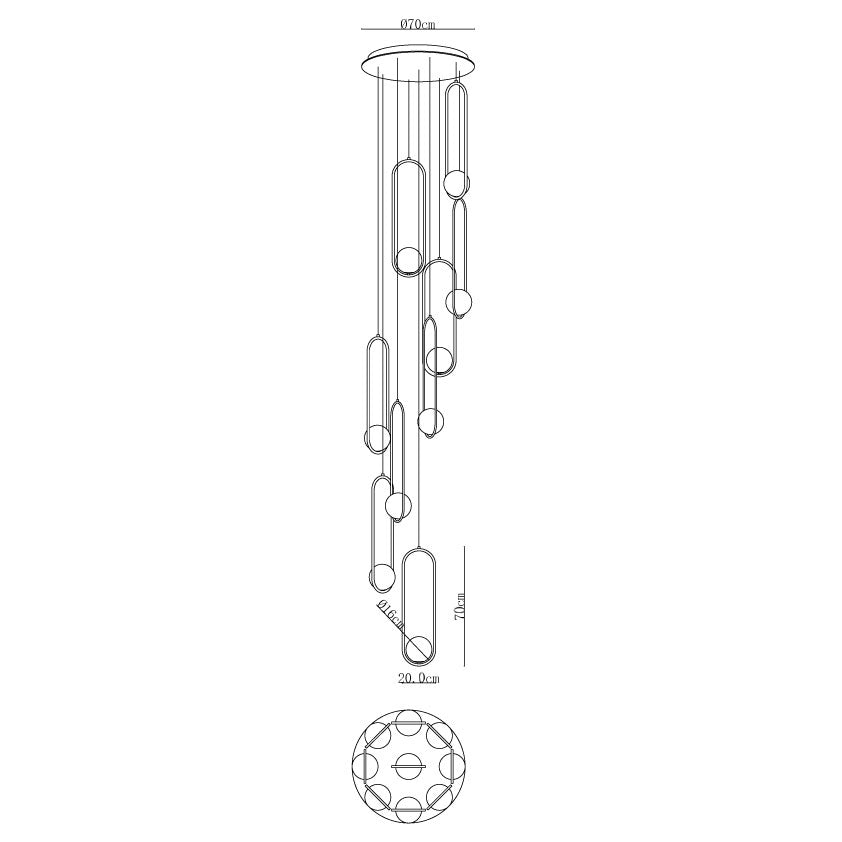 Mila Combination Chandelier - Modern Design with Adjustable Arms & LED