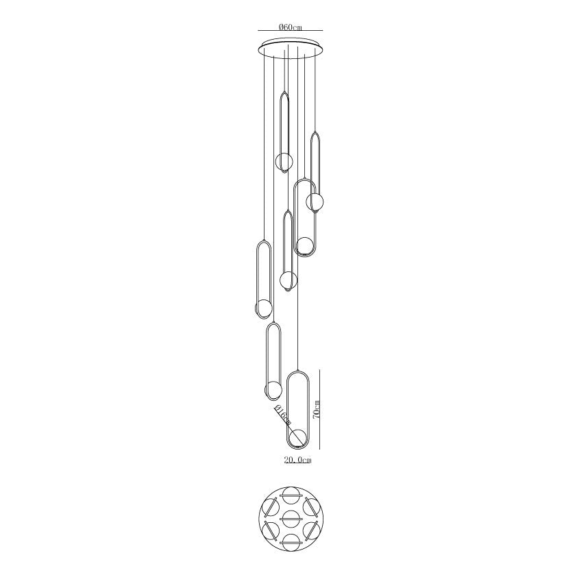 Mila Combination Chandelier - Modern Design with Adjustable Arms & LED