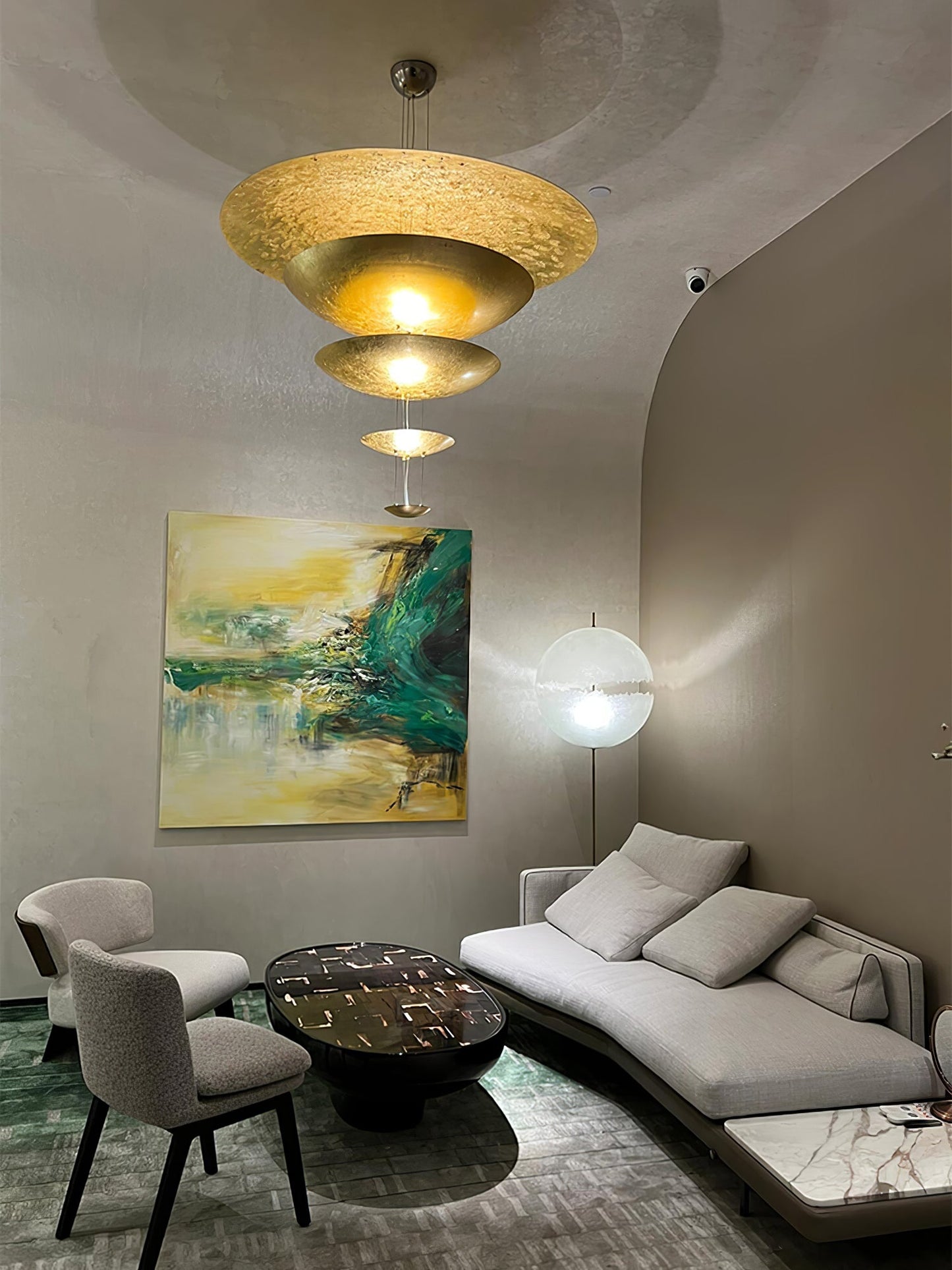 Industrial Machine Chandelier - Adjustable Height, Energy-Efficient LE
