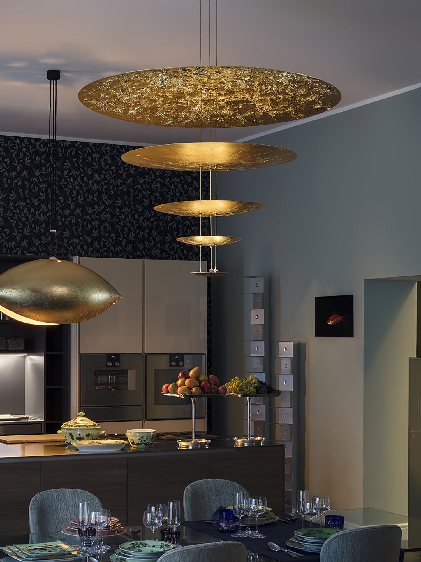 Industrial Machine Chandelier - Adjustable Height, Energy-Efficient LE