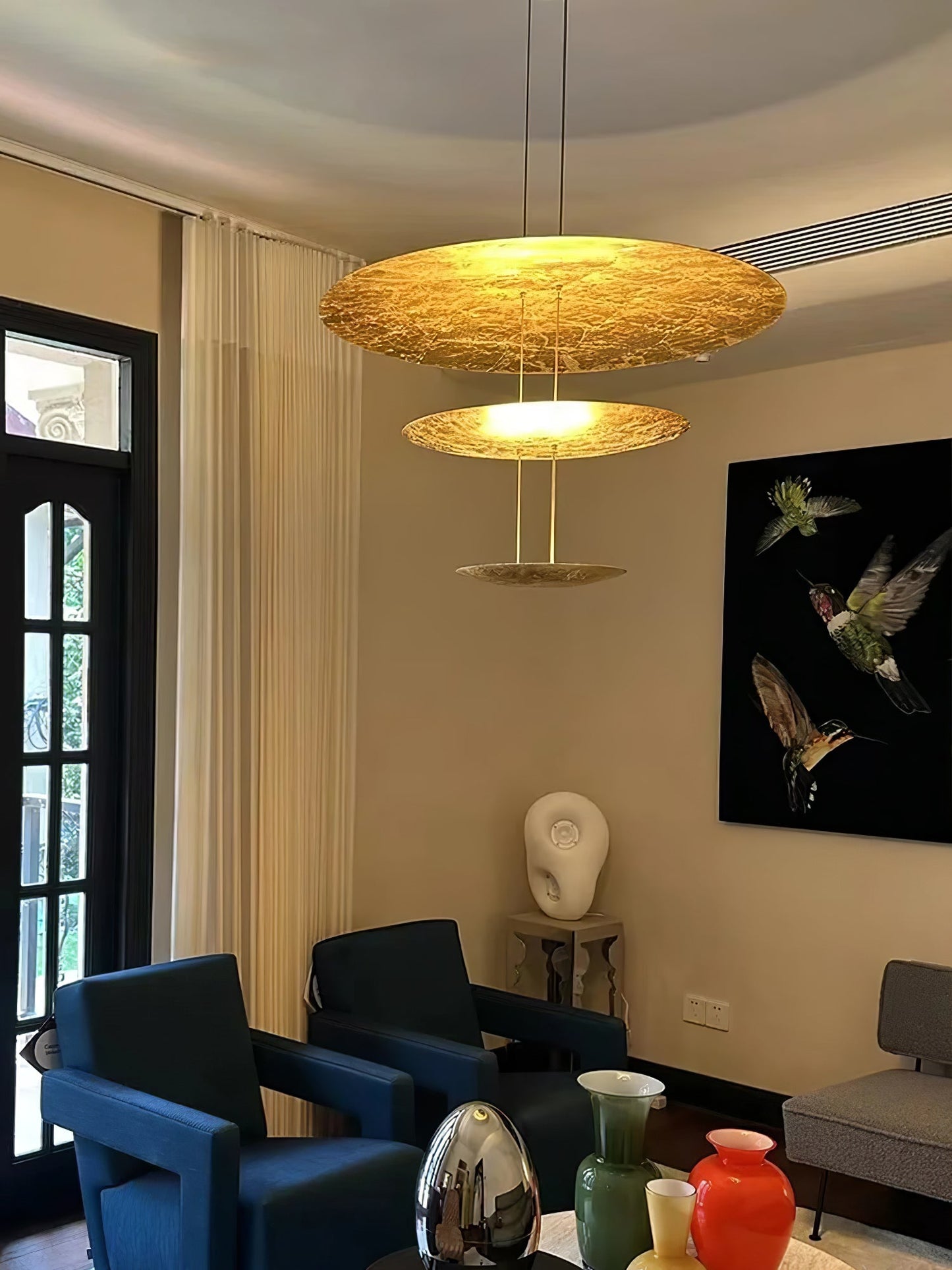 Industrial Machine Chandelier - Adjustable Height, Energy-Efficient LE