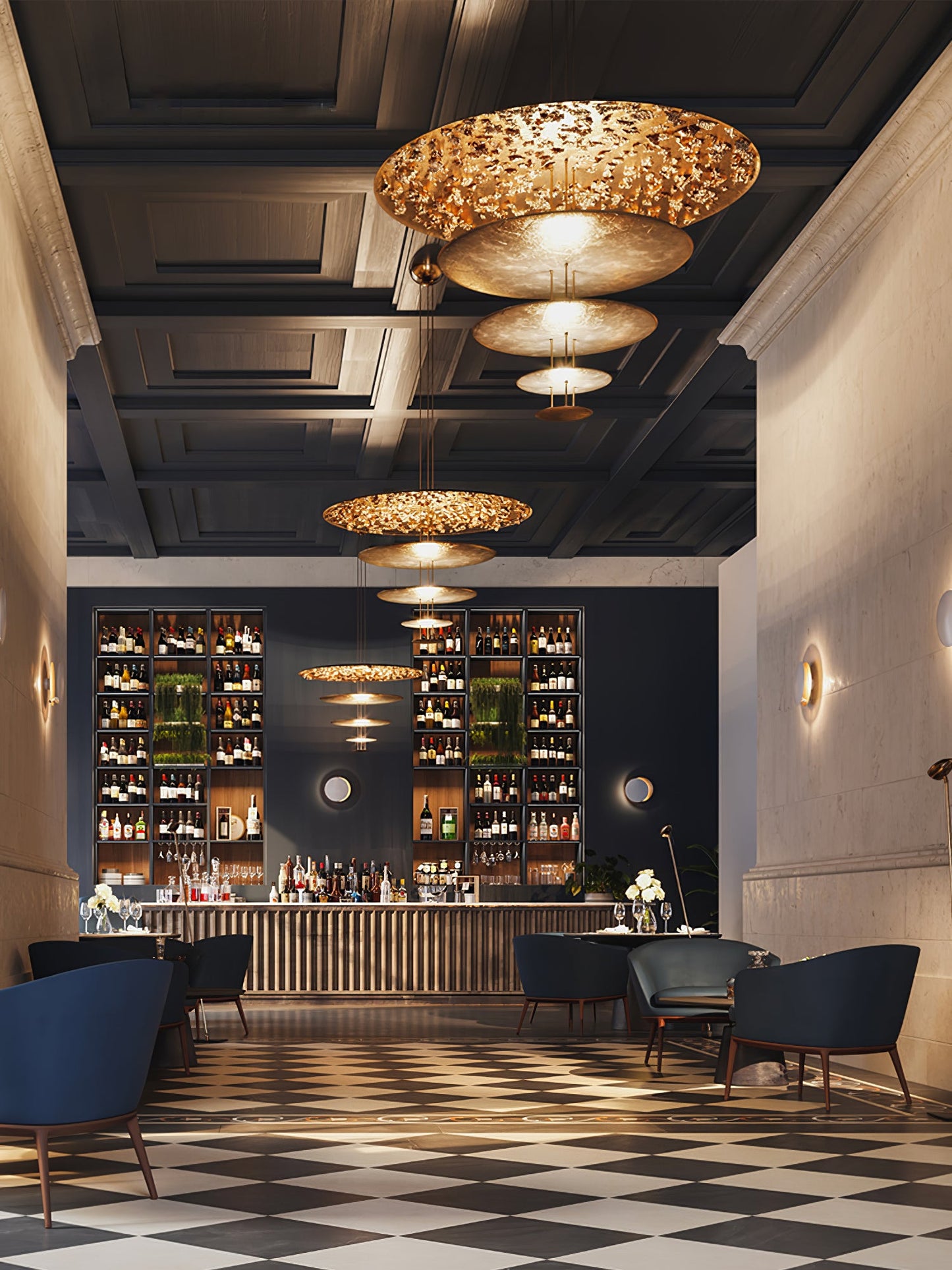 Industrial Machine Chandelier - Adjustable Height, Energy-Efficient LE