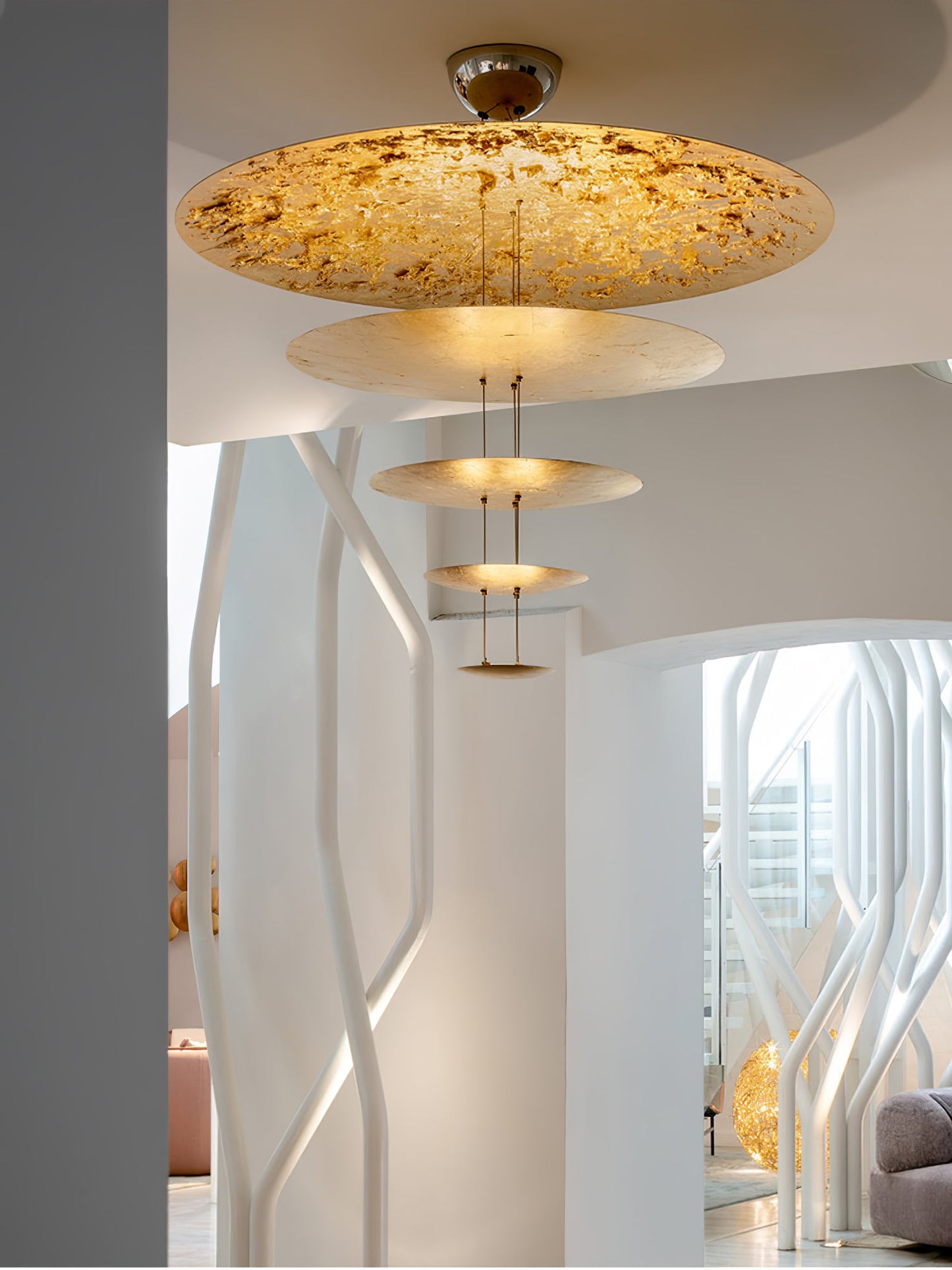 Industrial Machine Chandelier - Adjustable Height, Energy-Efficient LE