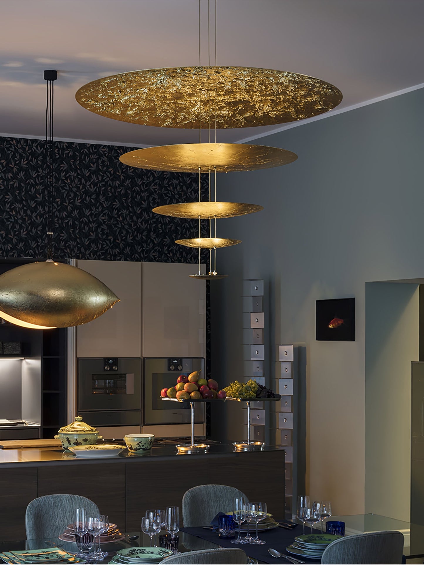 Industrial Machine Chandelier - Adjustable Height, Energy-Efficient LE