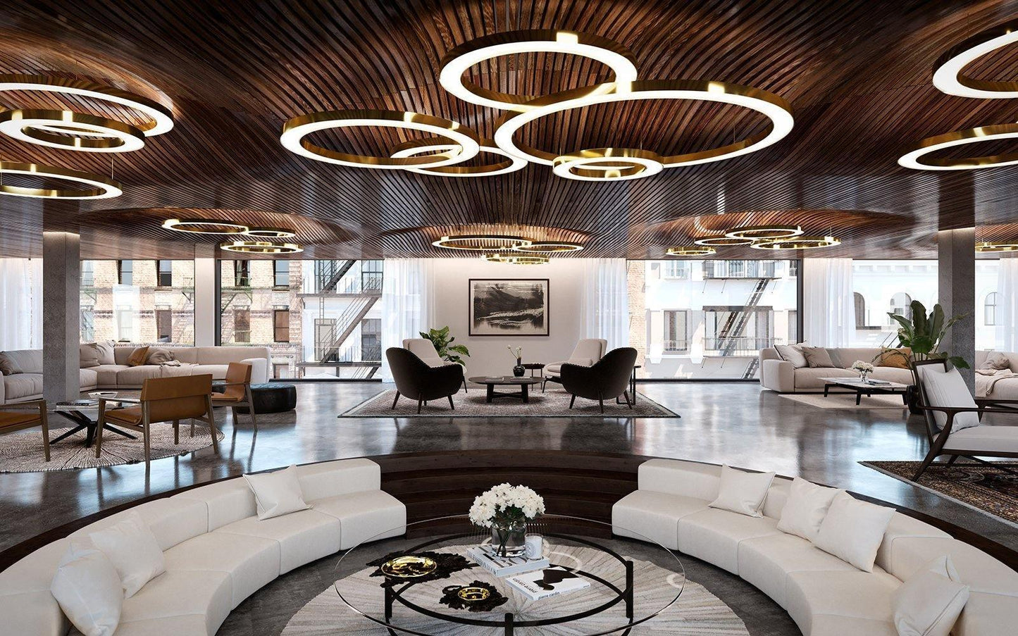 Modern Ring LED Pendant Light - Dimmable, Adjustable Height