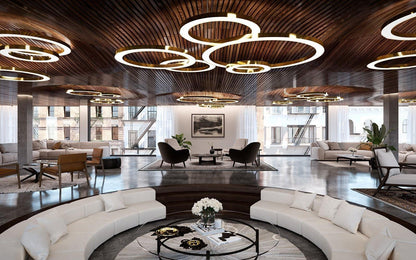 Modern Ring LED Pendant Light - Dimmable, Adjustable Height