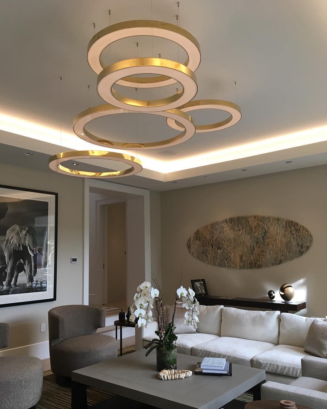 Modern Ring LED Pendant Light - Dimmable, Adjustable Height