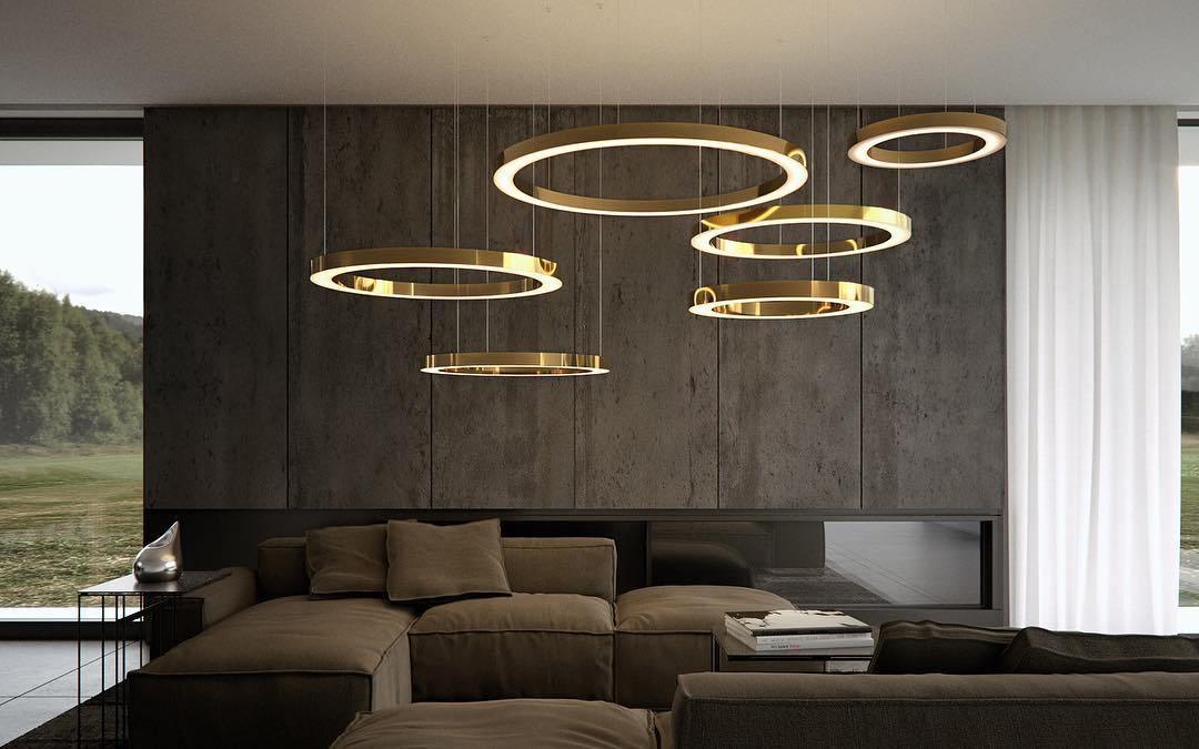 Modern Ring LED Pendant Light - Dimmable, Adjustable Height