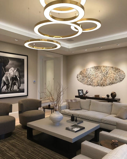 Modern Ring LED Pendant Light - Dimmable, Adjustable Height