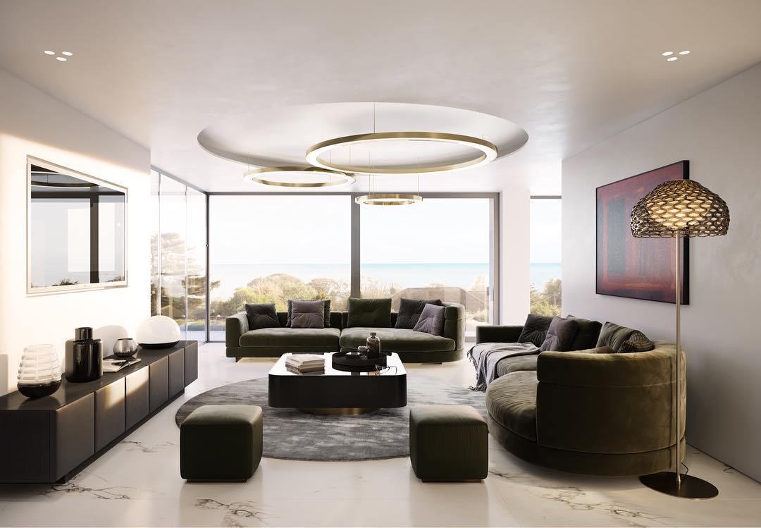 Modern Ring LED Pendant Light - Dimmable, Adjustable Height