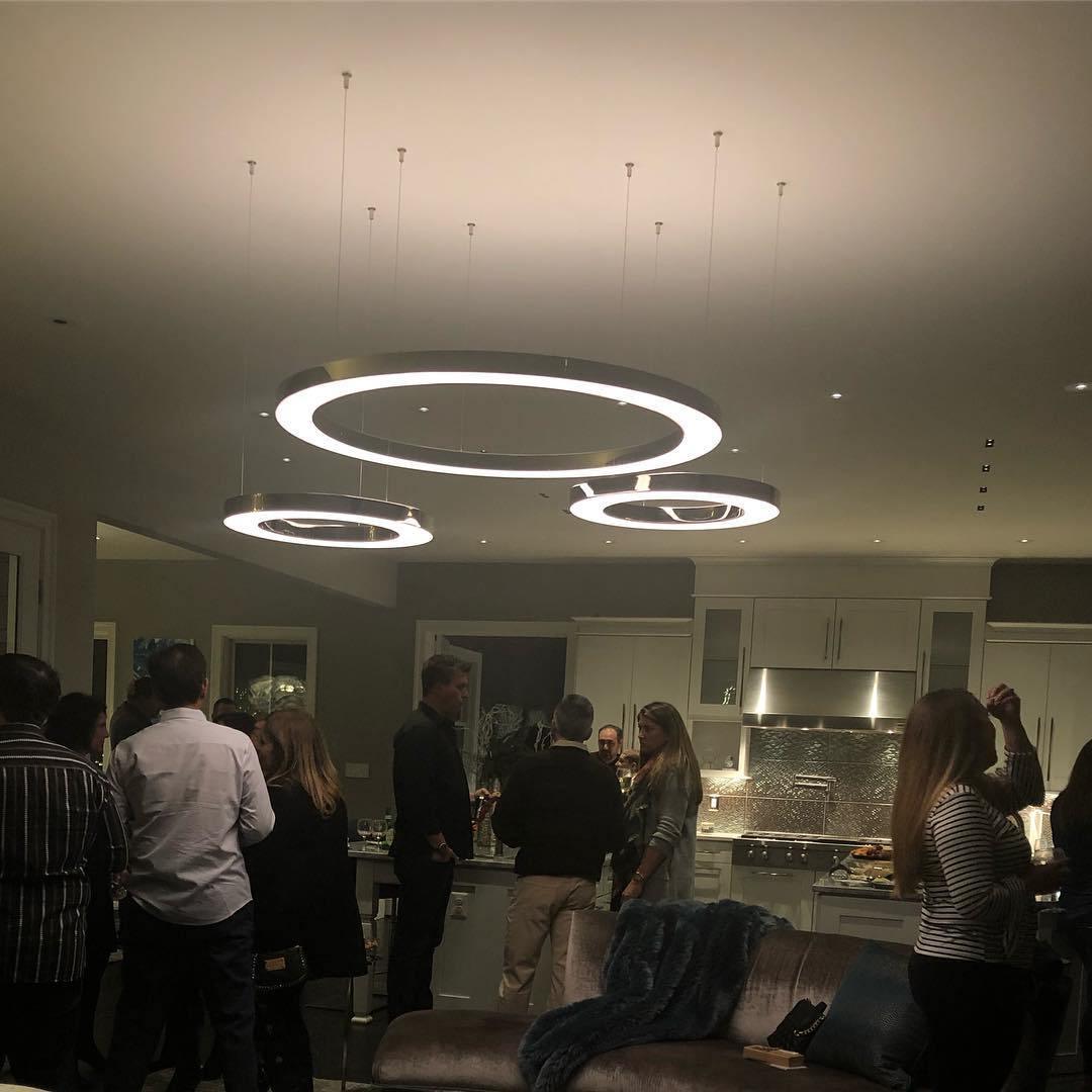 Modern Ring LED Pendant Light - Dimmable, Adjustable Height