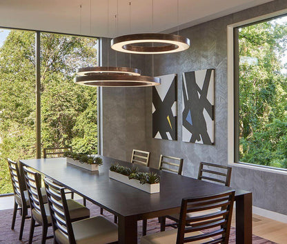 Modern Ring LED Pendant Light - Dimmable, Adjustable Height