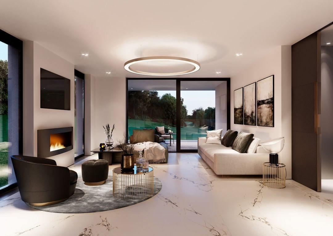 Modern Ring LED Pendant Light - Dimmable, Adjustable Height