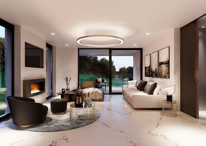 Modern Ring LED Pendant Light - Dimmable, Adjustable Height