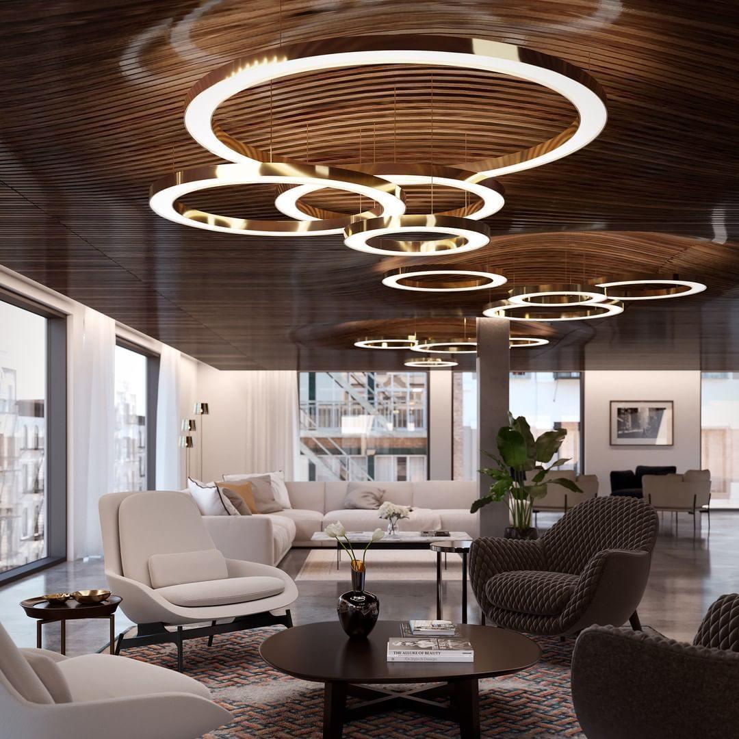 Modern Ring LED Pendant Light - Dimmable, Adjustable Height